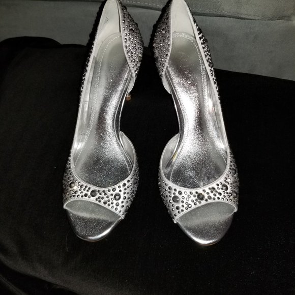 Silver shoes with rhinestones, size 38, NWT - Picture 3 of 8